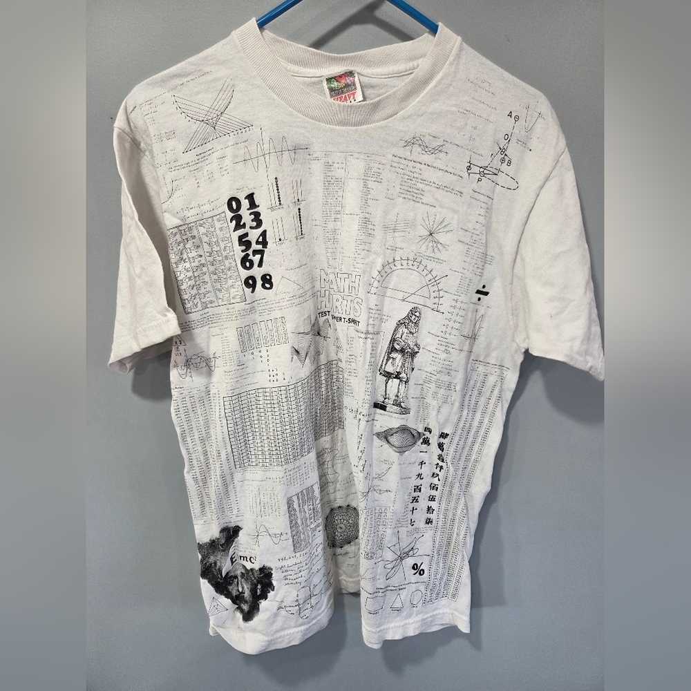 Vintage Y2K Hanes Math Equations All Over Print Shirt Large